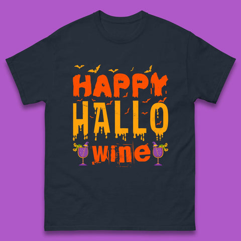 Happy Hallowine Funny Halloween Wine Drinking Party Wine Lover Mens Tee Top