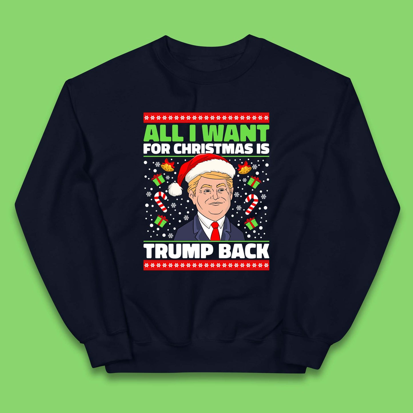 Trump Back Christmas Kids Jumper