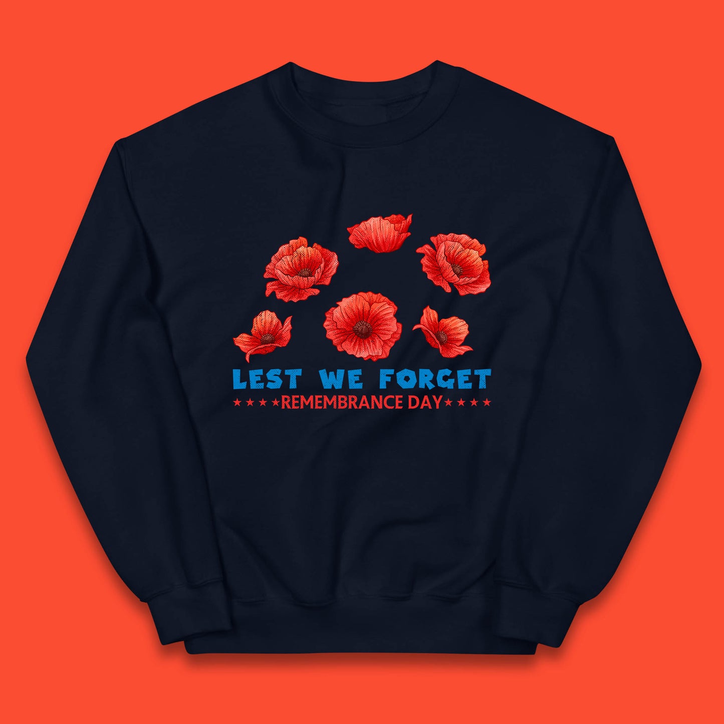 Lest We Forget Remembrance Day Poppy Flowers British Armed Forces Day Kids Jumper