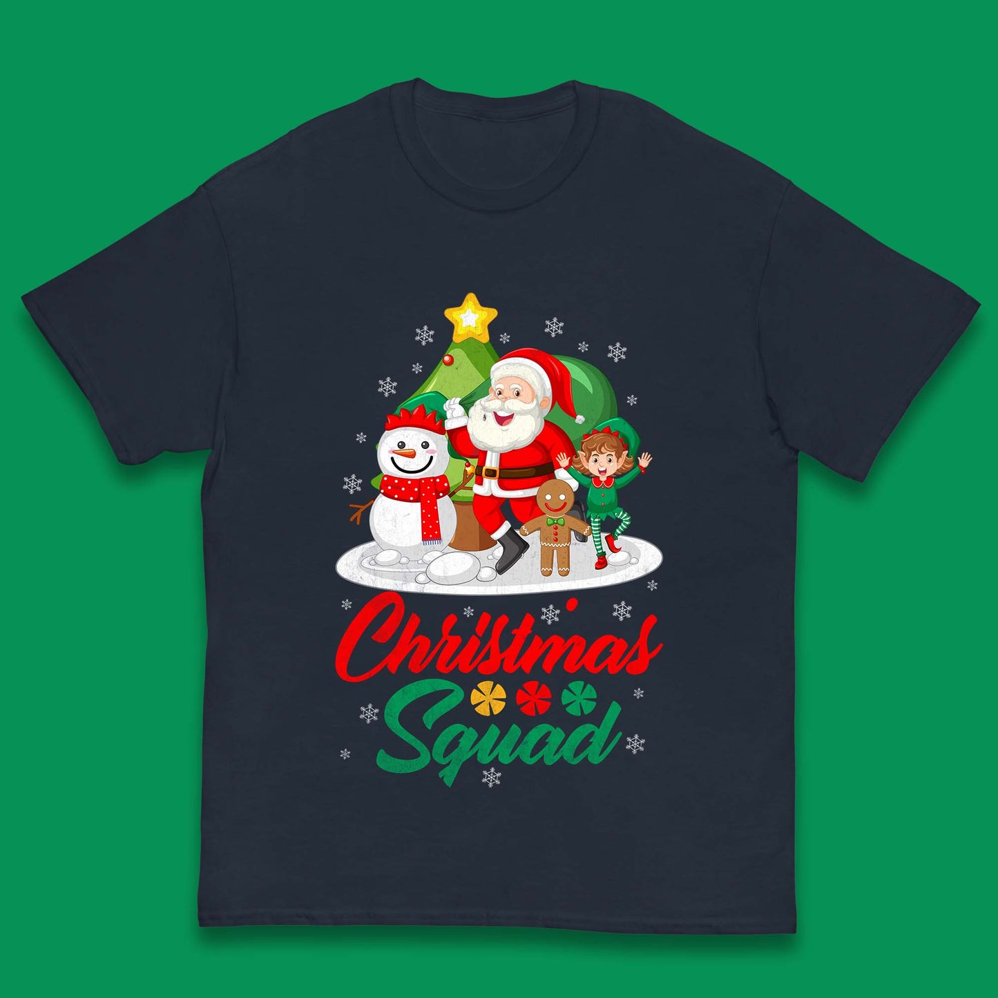 christmas squad santa claus snowman elf gingerbread t shirt