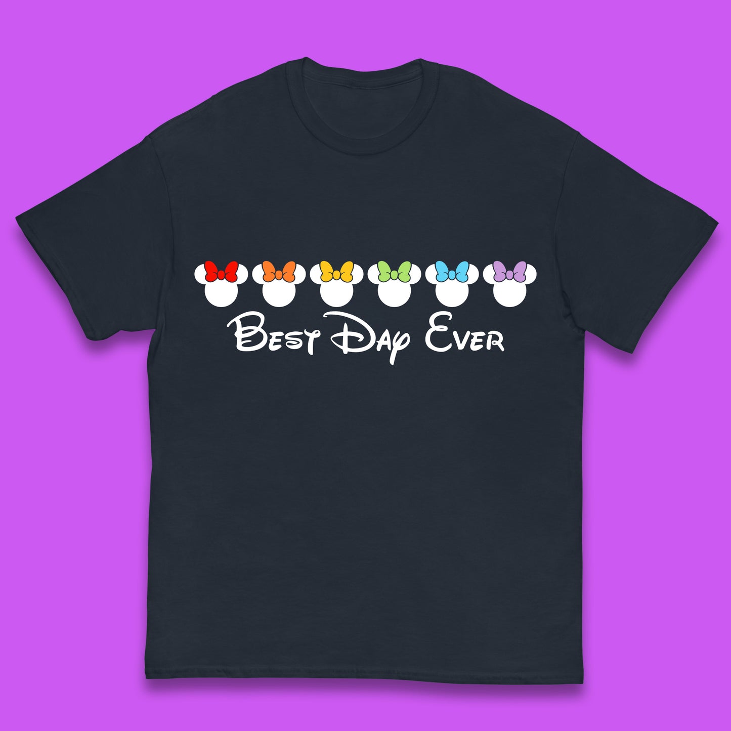 Best Day Ever Disney Minnie Mouse Cartoon Character Disney Vacation Minnie Mouse Face with Colorful Bows Disney Trip Kids T Shirt