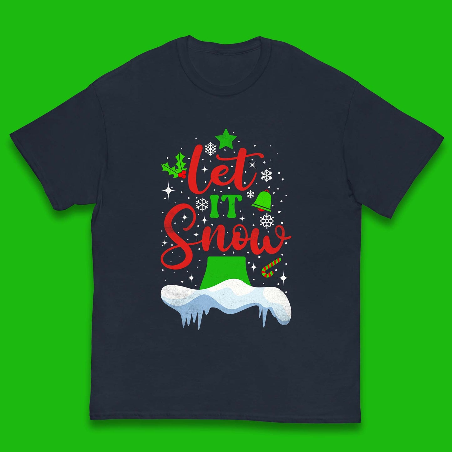 merry christmas let it snow snowflake t shirt