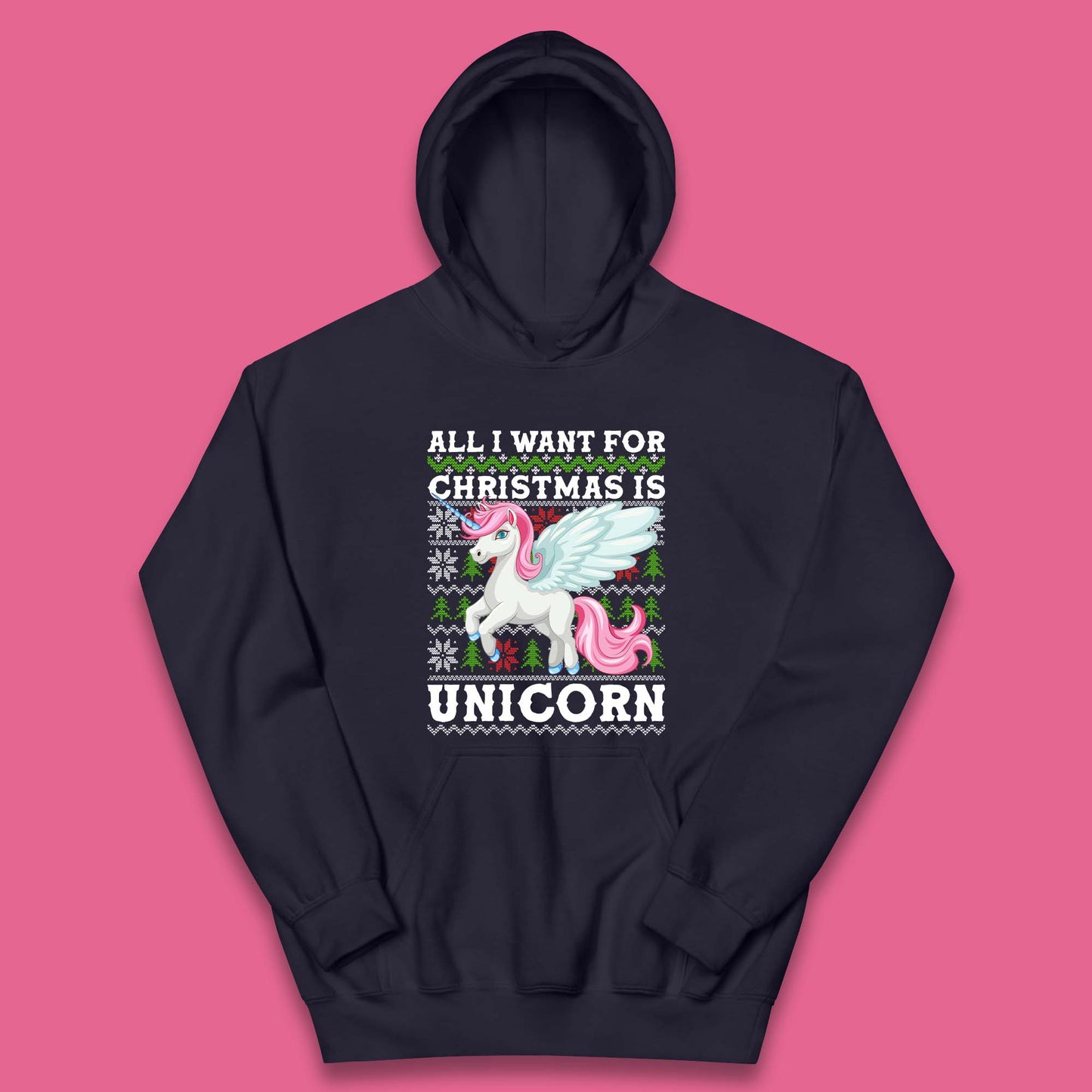 Want Unicorn For Christmas Kids Hoodie