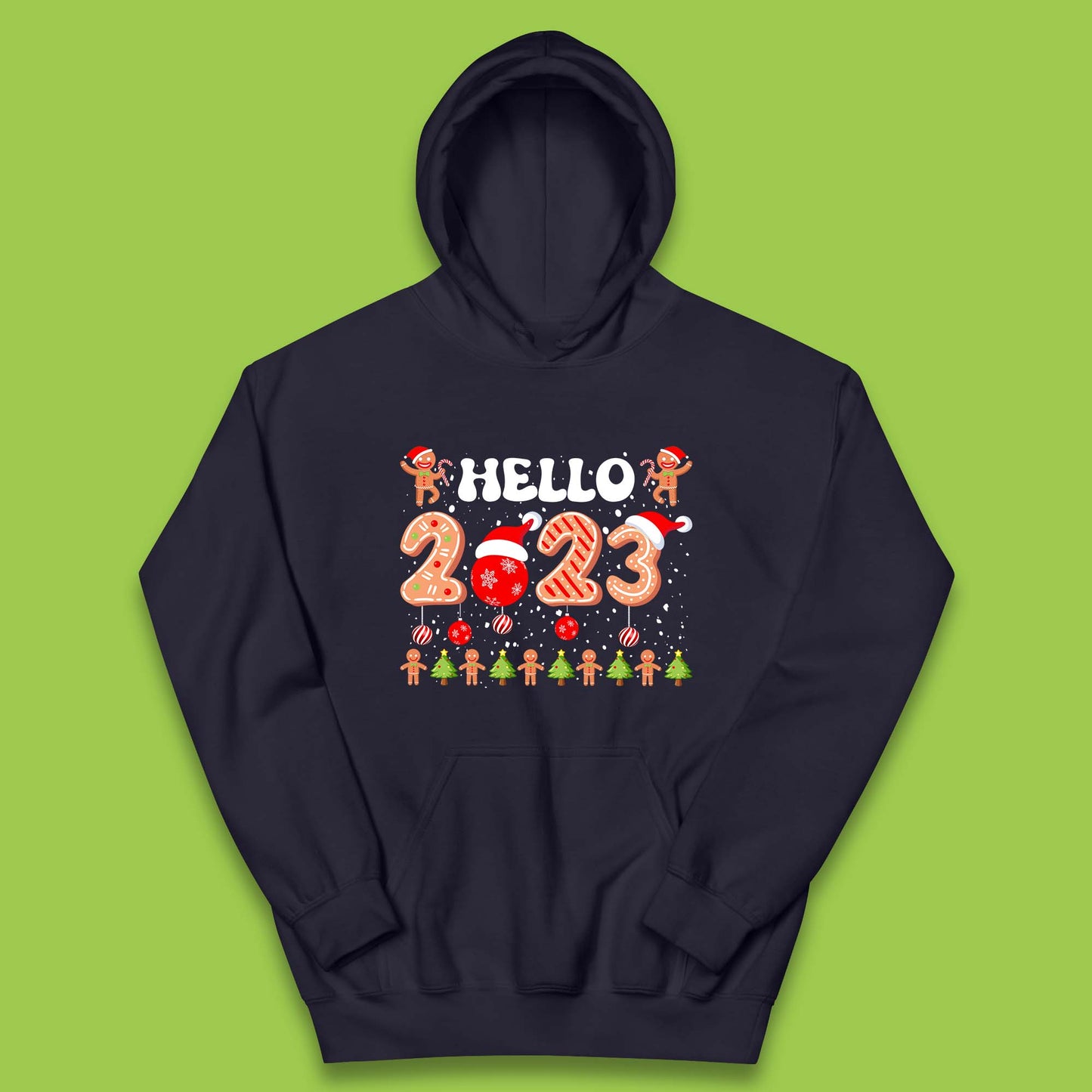 Hello 2023 Merry Christmas Gingerbread Xmas Cookies Kids Hoodie