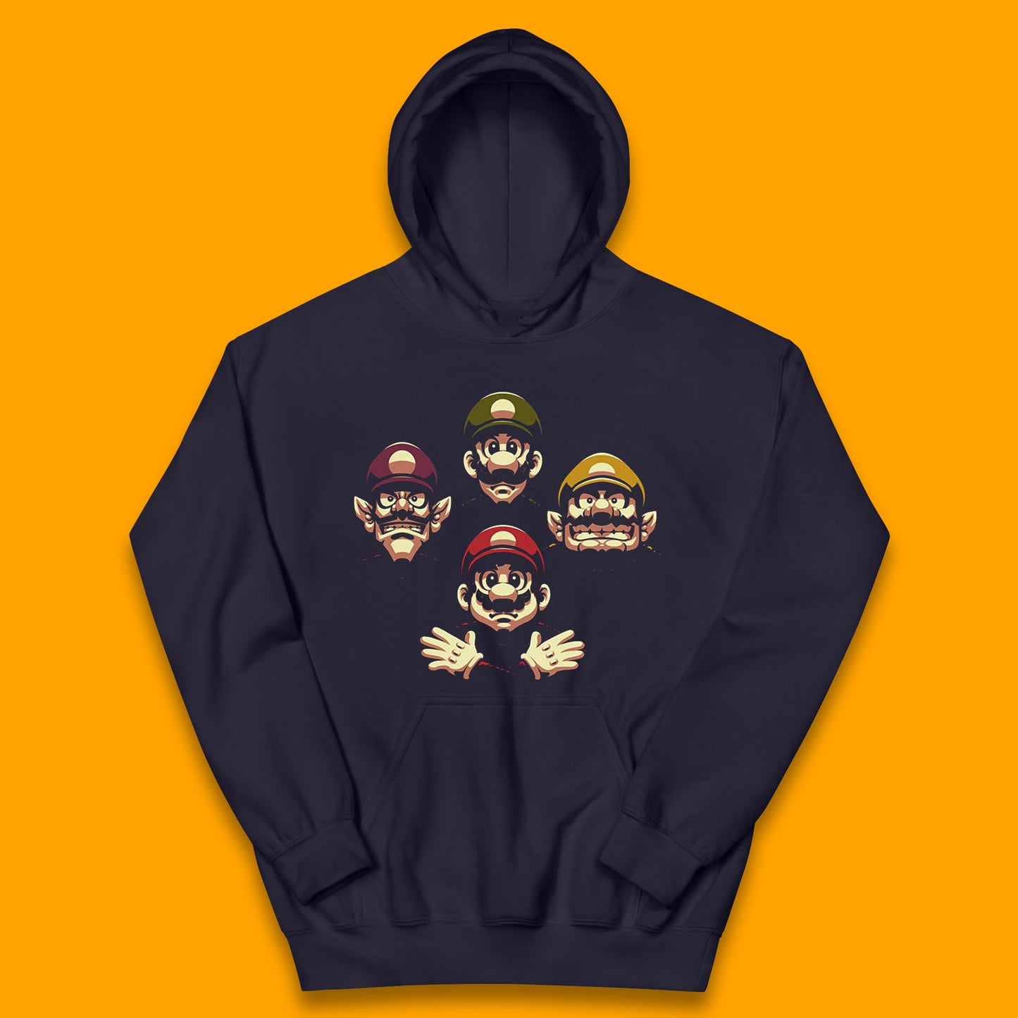 Mario Characters Funny Old Faces Super Mario, Luigi, Wario And Waluigi Game Players Mario Bro Toad Retro Gaming Kids Hoodie
