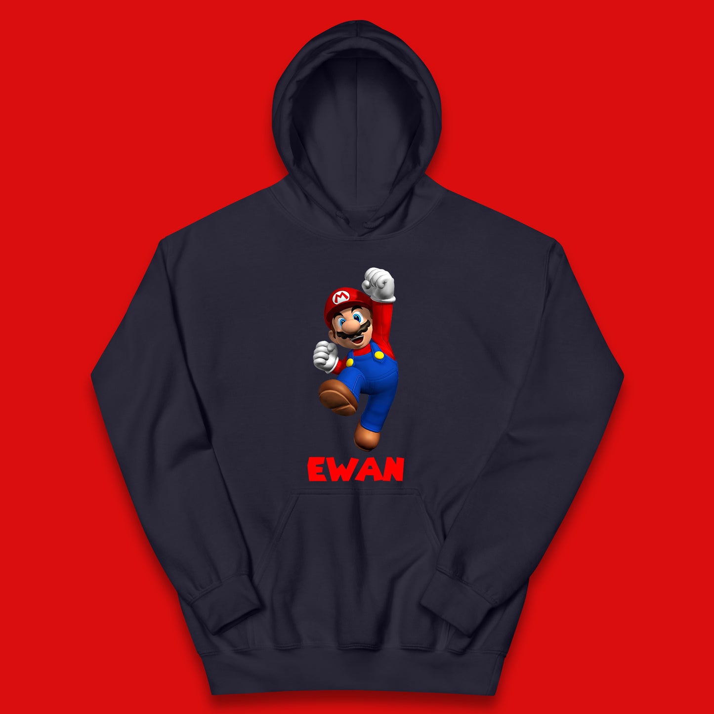 Personalised Your Name Super Mario Jumping Funny Game Lovers Players Mario Bro Retro Gaming Kids Hoodie