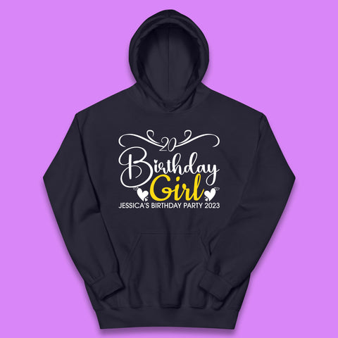 Personalised Birthday Girl Your Name And Birthday Year Funny Birthday Party Kids Hoodie