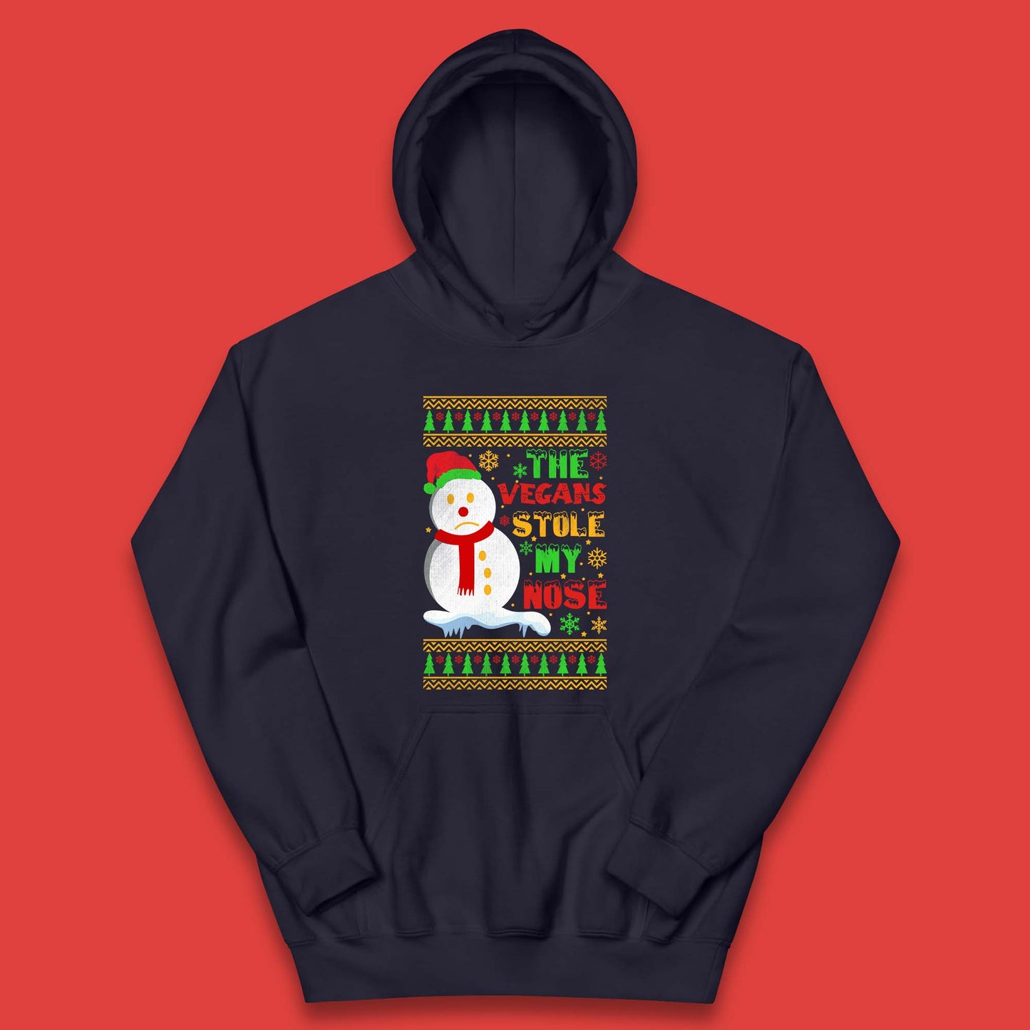 Vegan Snowman Christmas Kids Hoodie