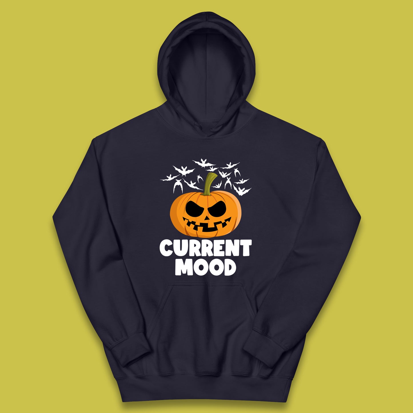 Current Mood Halloween Pumpkin Ghost Evil Scary Smile Face Horror Jack-o-lantern Kids Hoodie