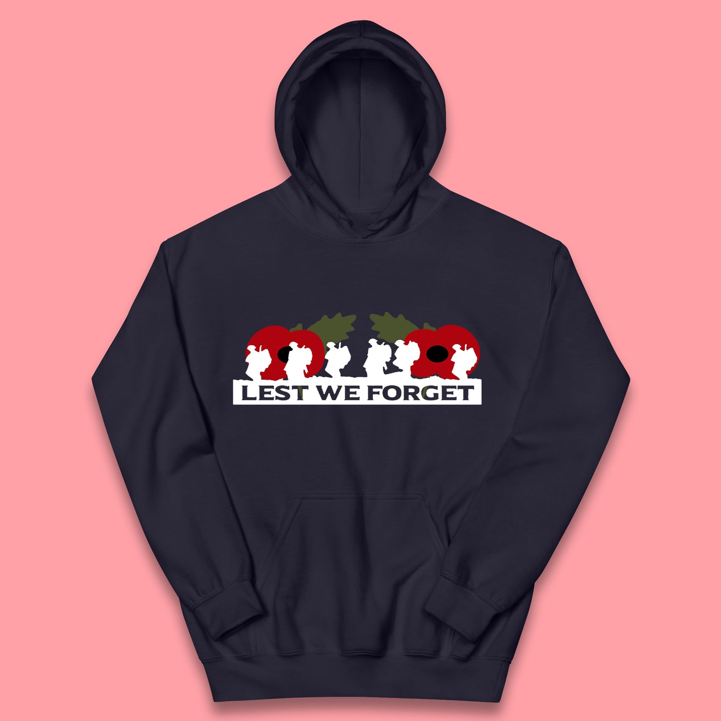 Lest We Forget Remembrance Day Armed Force Day Poppy Flower Soldiers Kids Hoodie