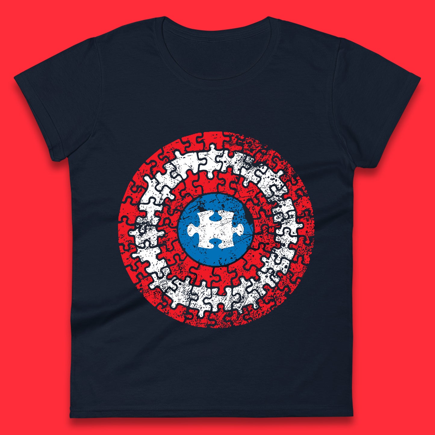 Marvel Avengers Captain America Autism Puzzle Superhero Shield Autism Awareness Gift Marvel Superhero Womens Tee Top