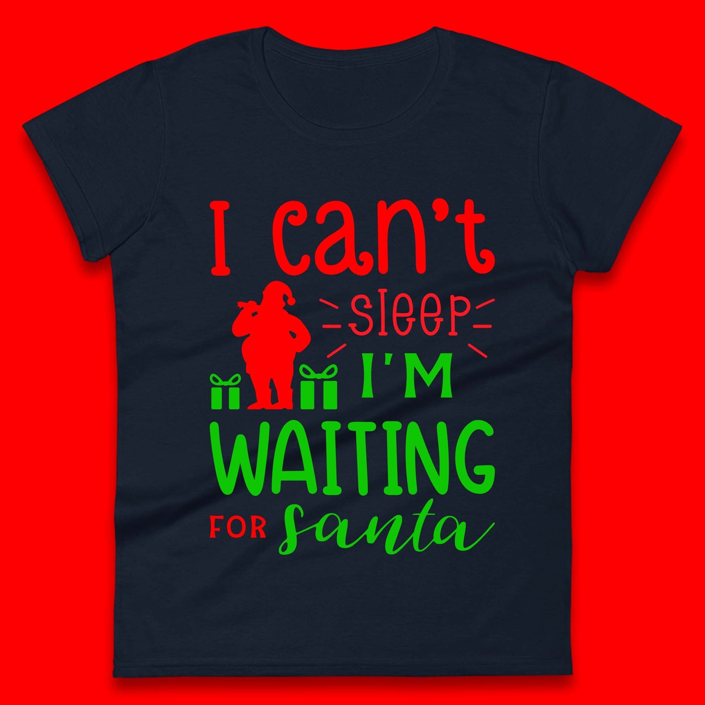 Christmas Waiting For Santa Ladies T-Shirt