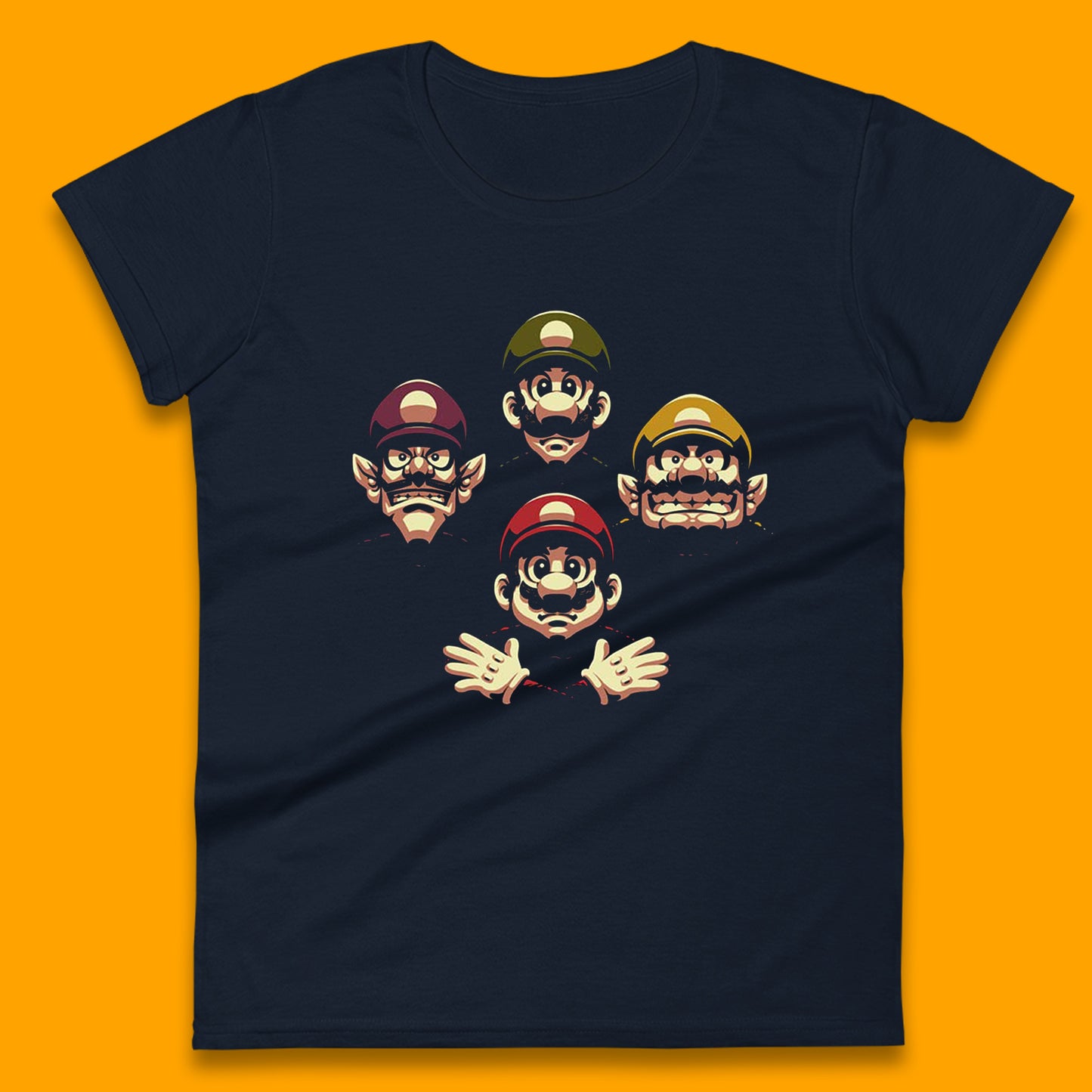 Mario Characters Funny Old Faces Super Mario, Luigi, Wario And Waluigi Game Players Mario Bro Toad Retro Gaming Womens Tee Top