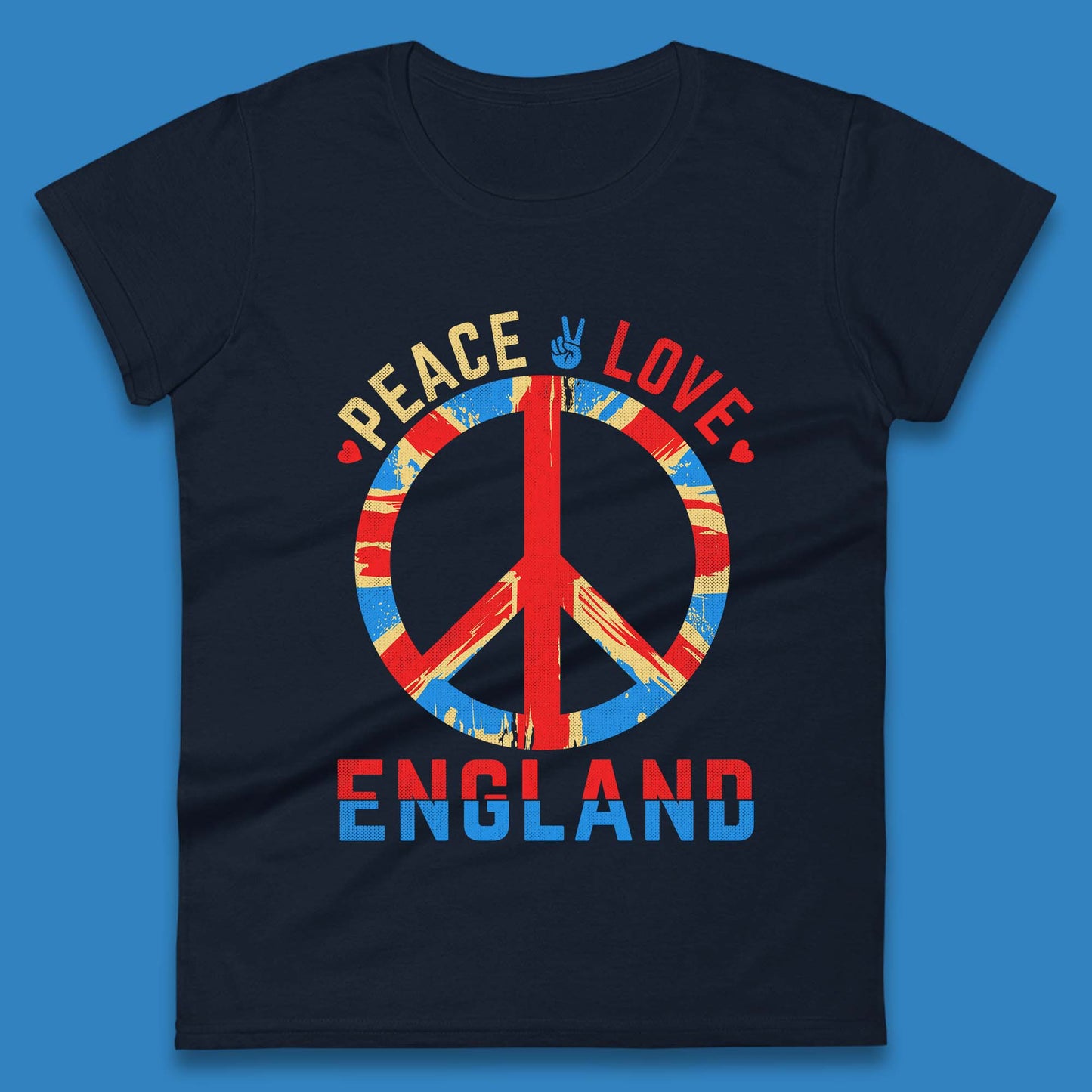 Peace Love England Peace Sign United Kingdom British England Vacation Trip Womens Tee Top