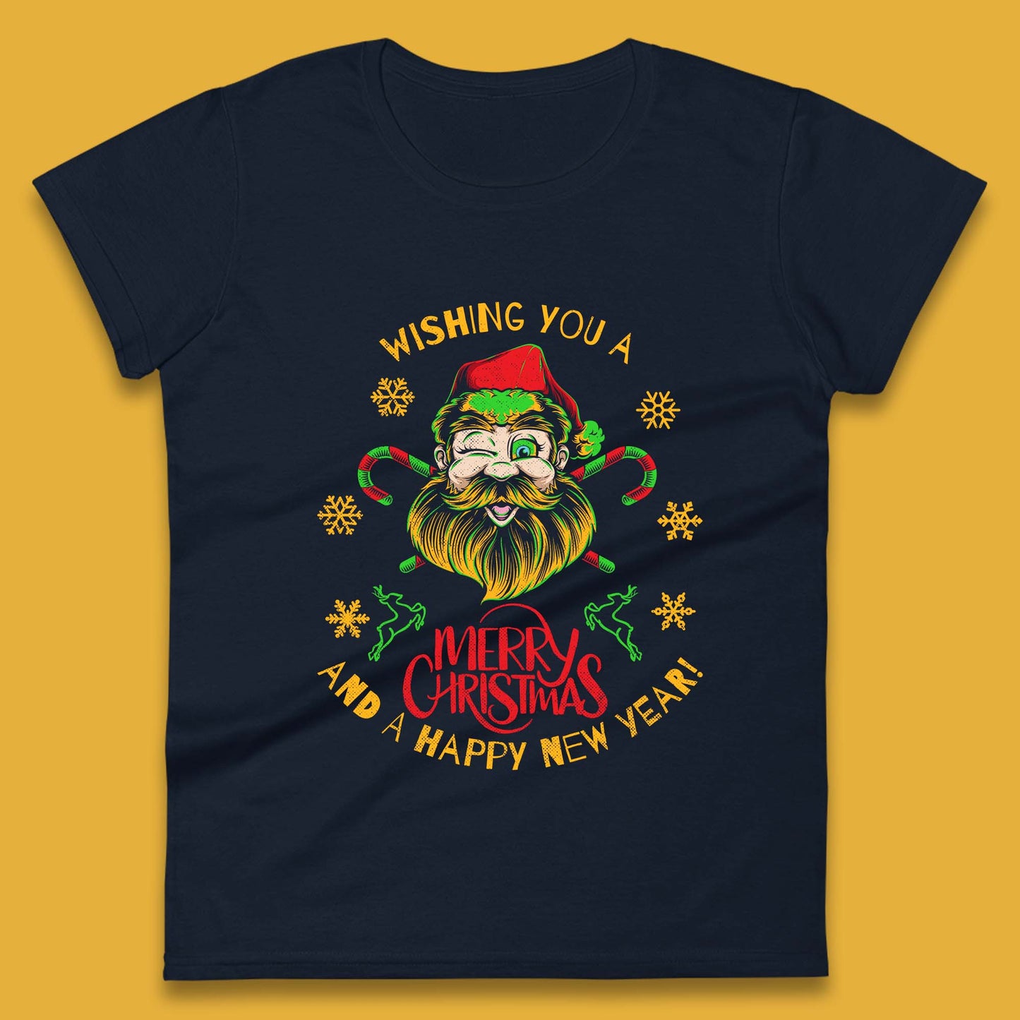 winking santa womens t shirt