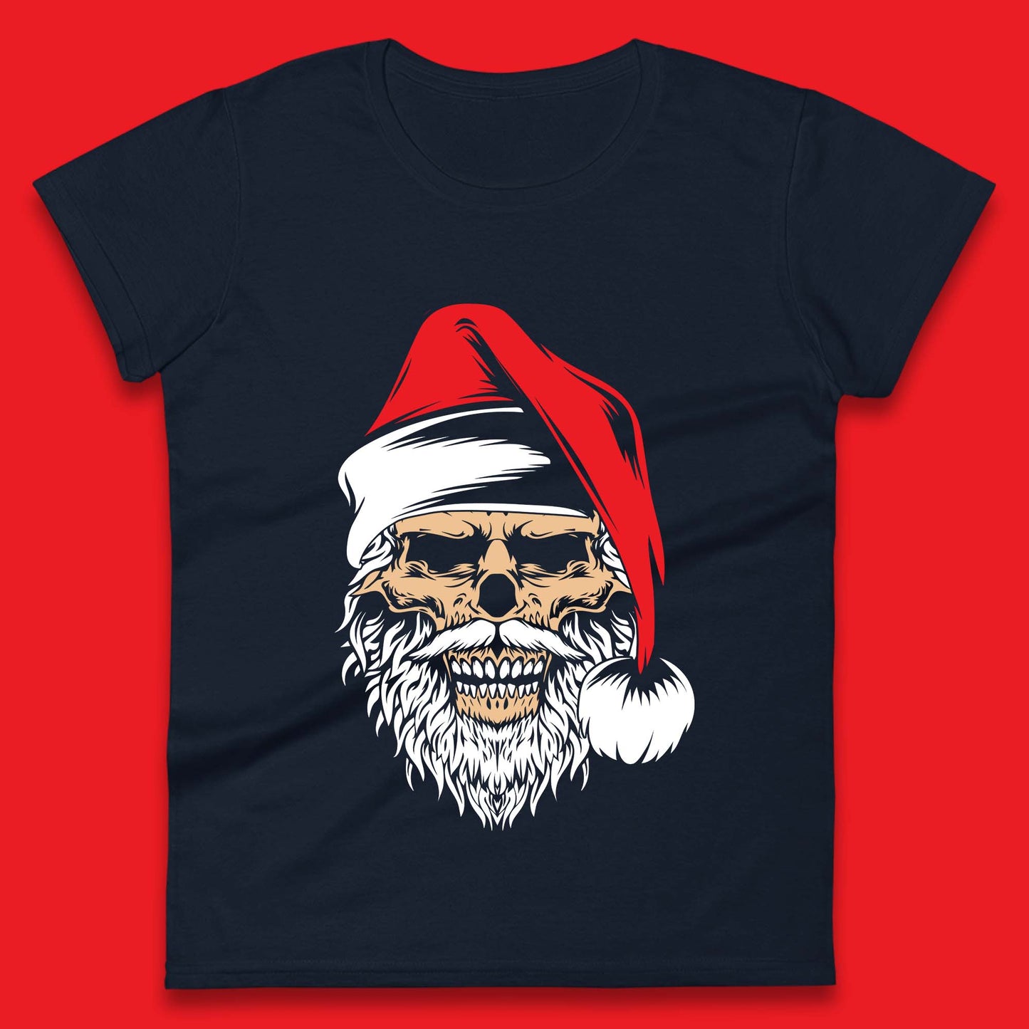 christmas gothic skull santa hat t shirt
