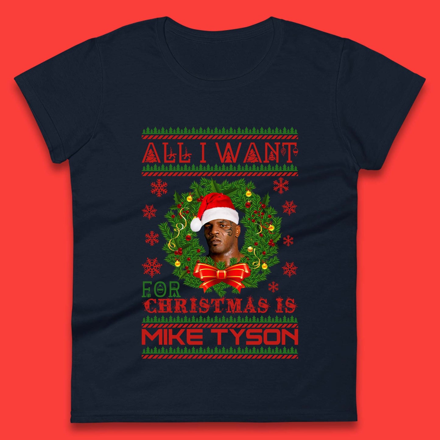 Mike Tyson Christmas Womens T-Shirt