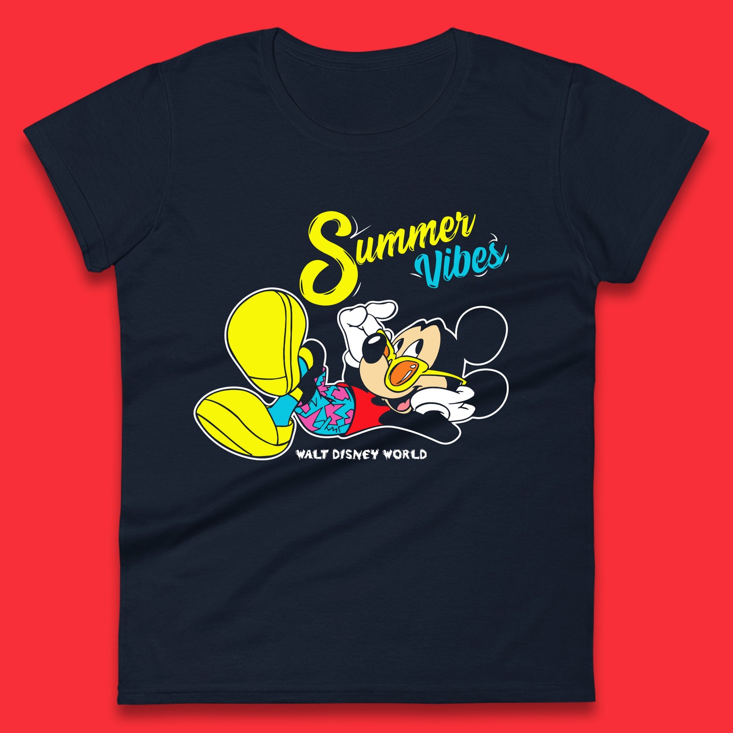 Summer Vibes Mickey Mouse Minnie Mouse Walt Disney World Disneyland Mickey Mouse Enjoying Summer Womens Tee Top
