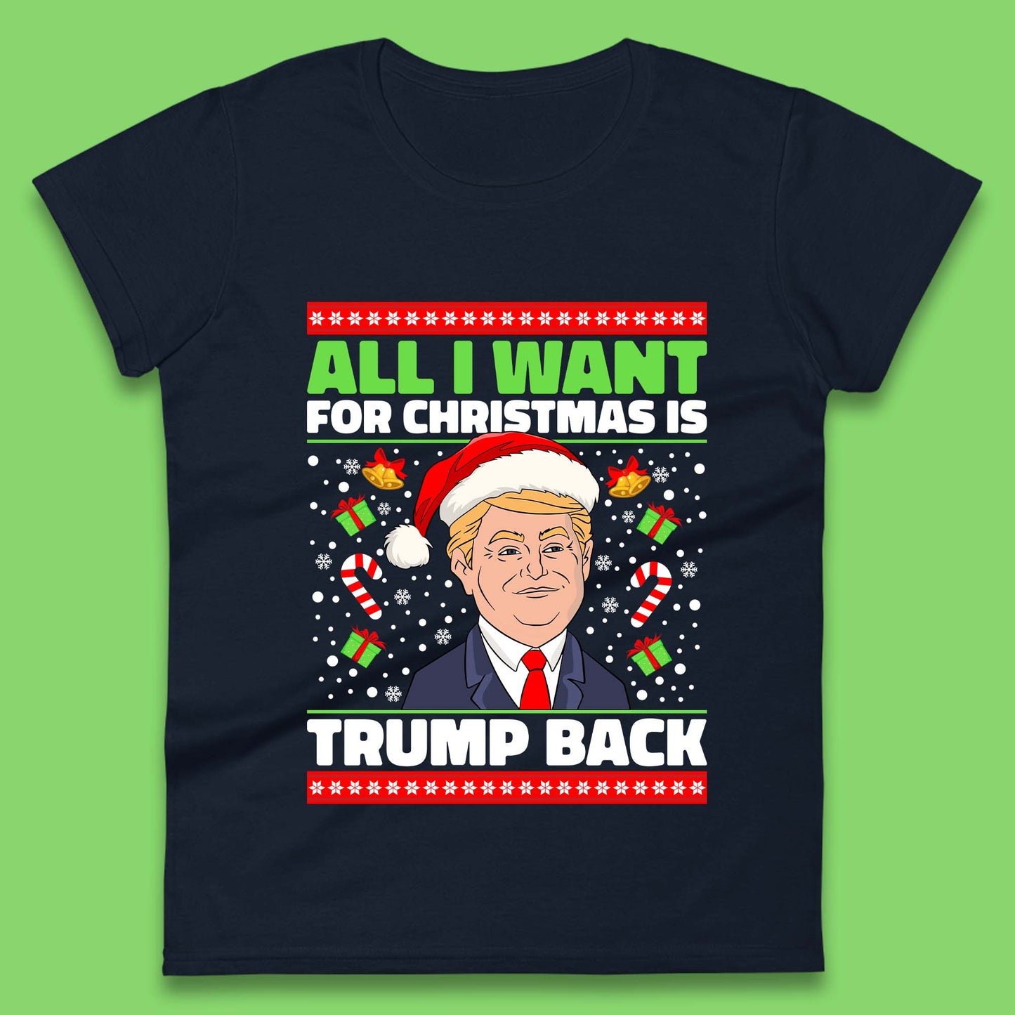 Trump Back Christmas Womens T-Shirt