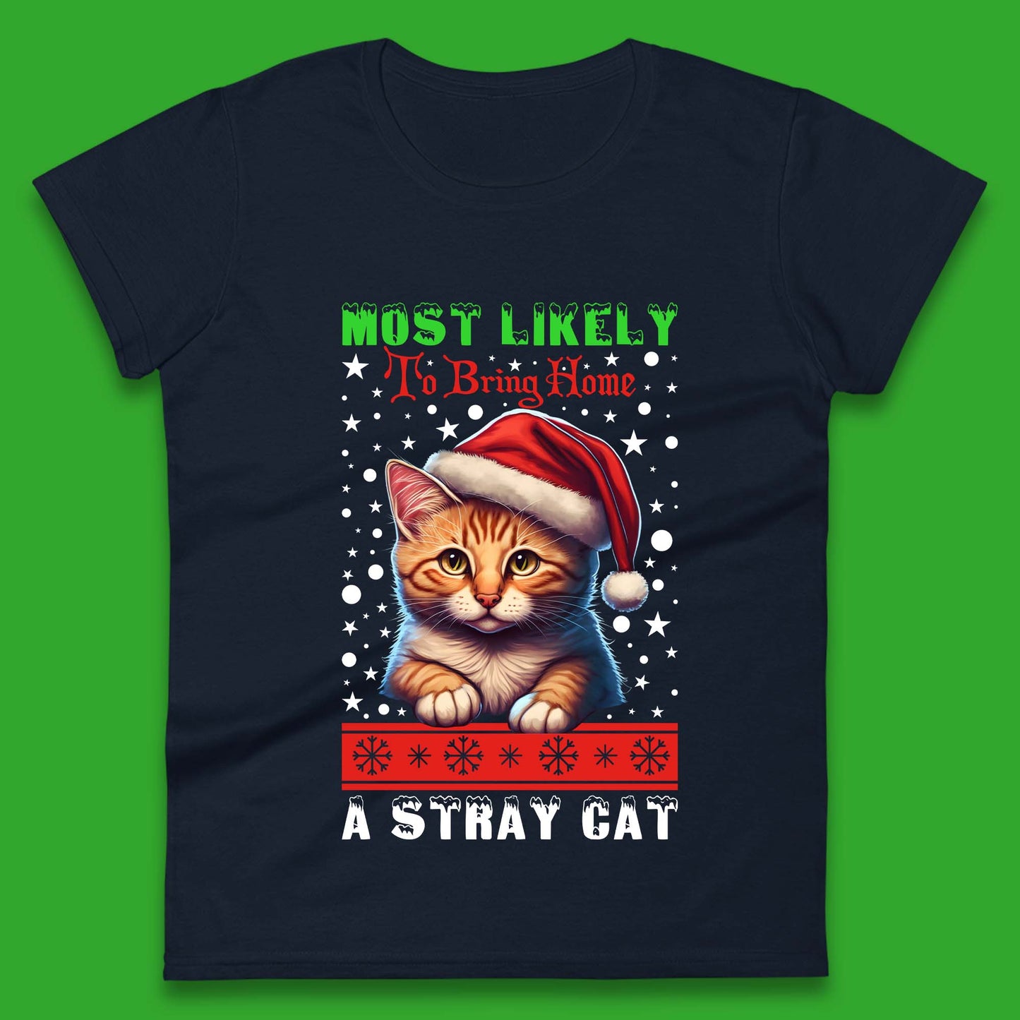 Stray Cat Christmas Womens T-Shirt