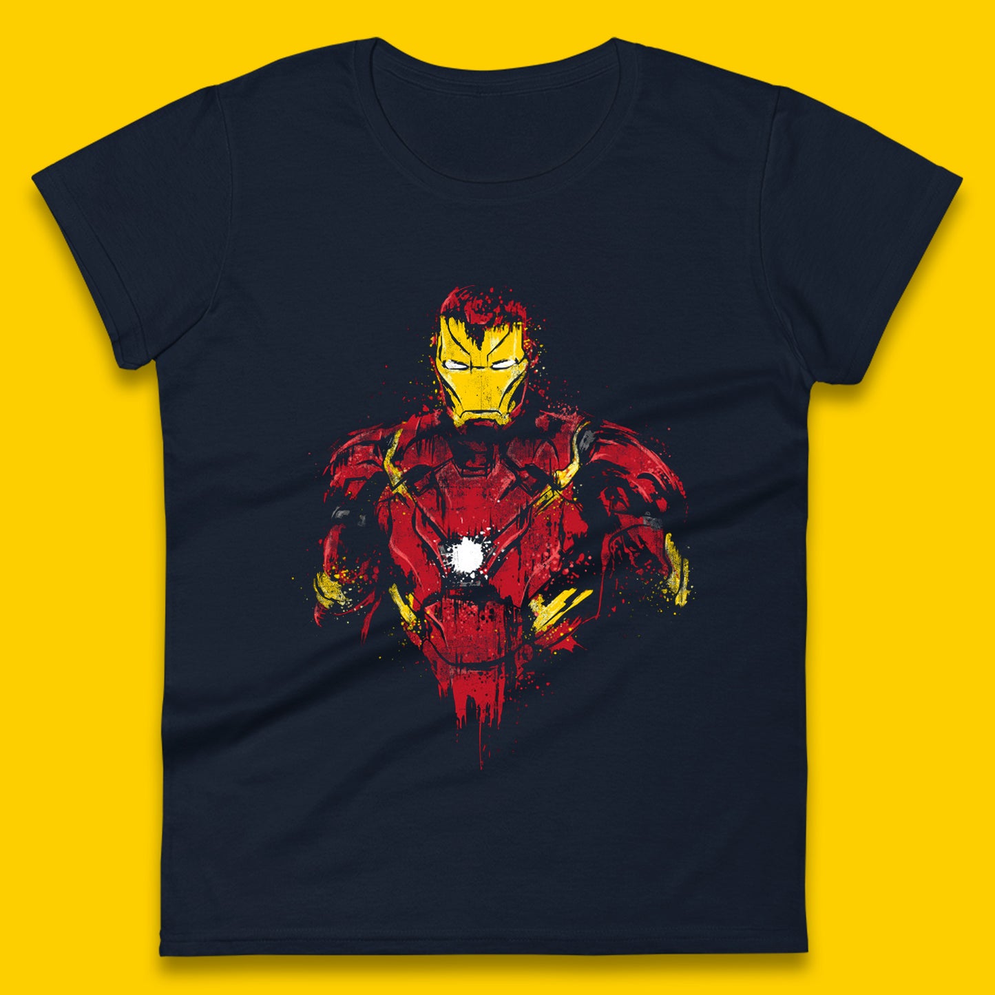 Marvel Avengers Iron Man Distressed Portrait Superhero Comic Book Character Iron-Man Marvel Comics Womens Tee Top