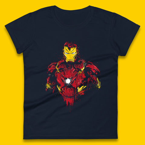Marvel Avengers Iron Man Distressed Portrait Superhero Comic Book Character Iron-Man Marvel Comics Womens Tee Top