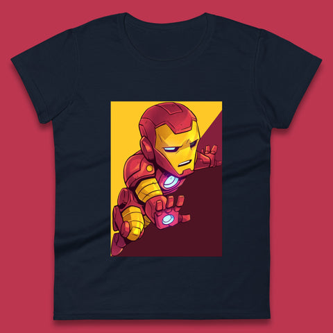 Flying Chibi Iron Man Superhero Marvel Avengers Comic Book Character Iron-Man Marvel Comics Womens Tee Top