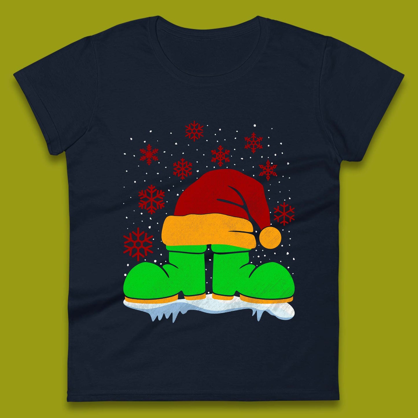 Santa Shoe Christmas Womens T-Shirt