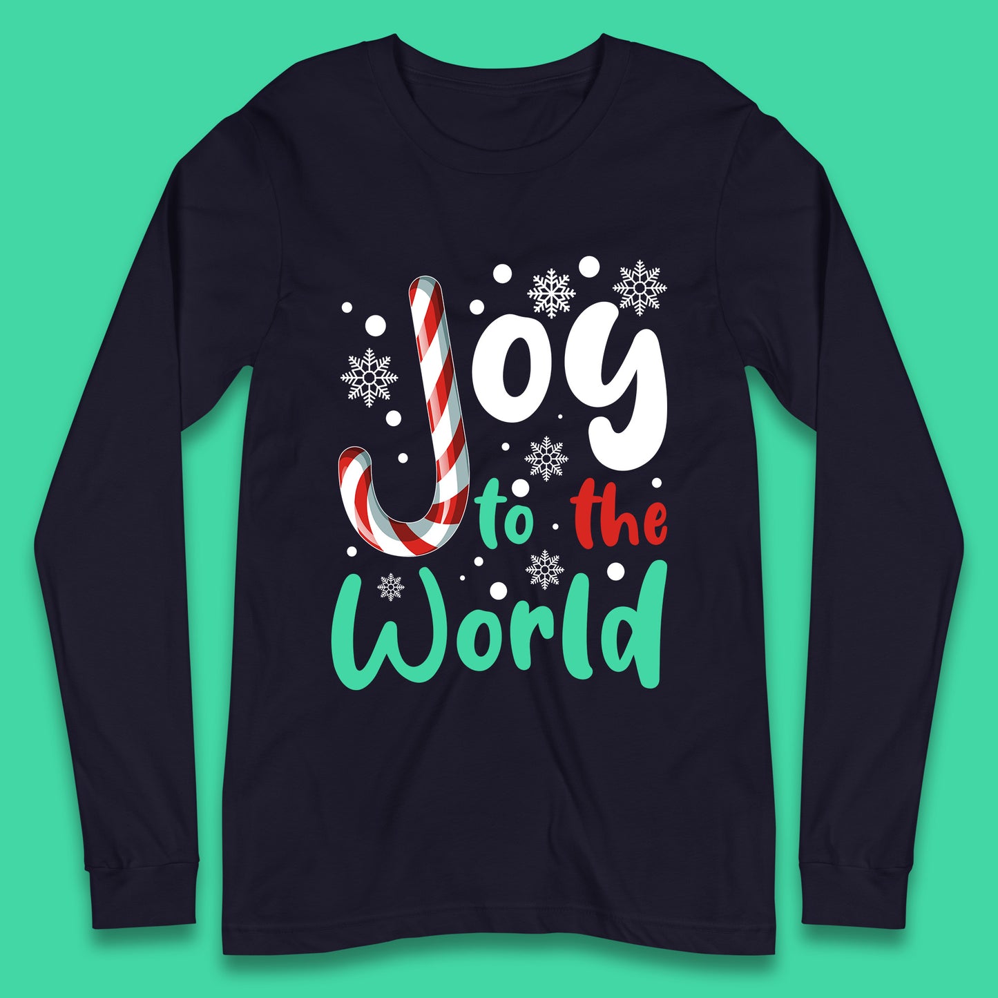 joy to the world christmas candy cane long sleeve t shirt