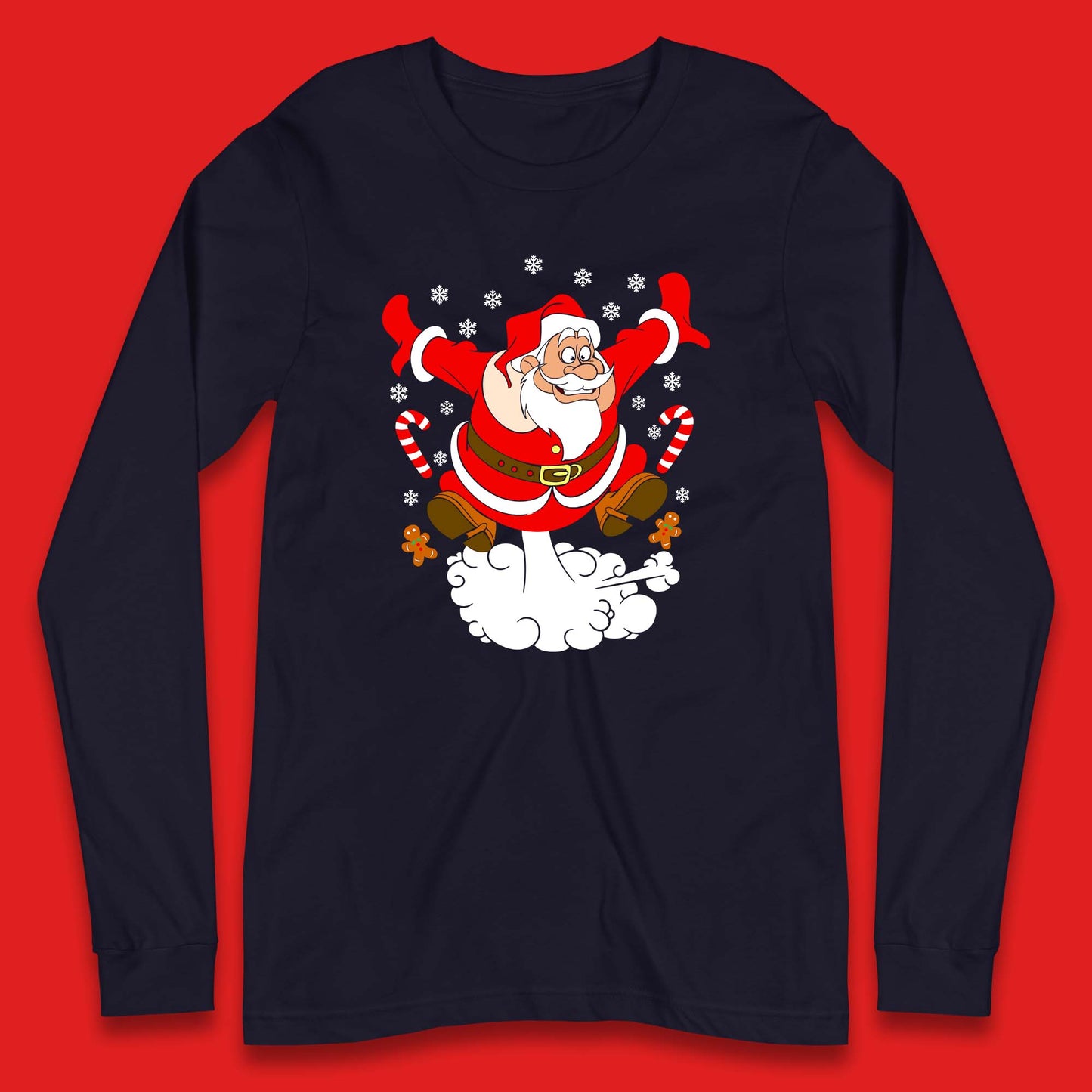 farting santa claus christmas long sleeve t shirt