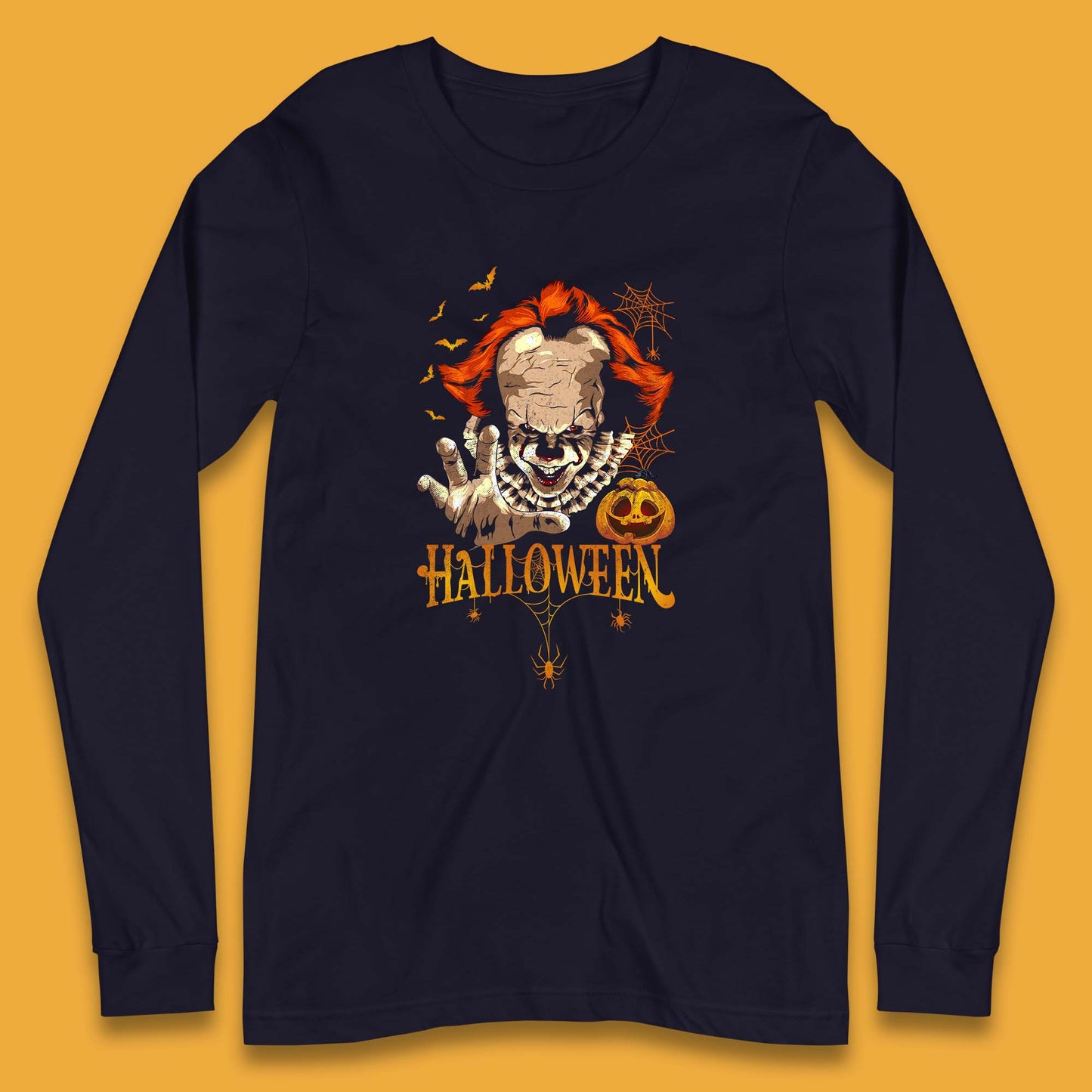 Halloween IT Pennywise Clown Horror Scary Movie Fictional Character Long Sleeve T Shirt