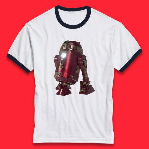 The Iron Man Spoof R2-D2 The Clone Wars Galaxy's Edge Trip R2D2 Ready To Rock Star Wars 46th Anniversary Ringer T Shirt