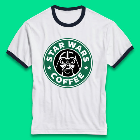 Sci-fi Action Adventure Movie Character Darth Vader Star Wars Coffee Starbucks Coffee Spoof Star Wars 46th Anniversary Ringer T Shirt