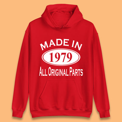 Made In 1979 All Original Parts Vintage Retro 44th Birthday Funny 44 Years Old Birthday Gift Unisex Hoodie
