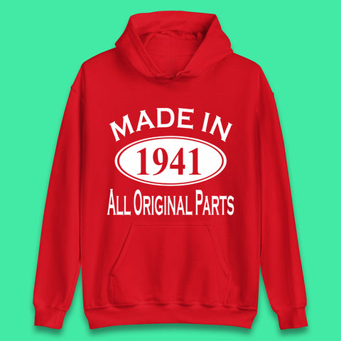 Made In 1941 All Original Parts Vintage Retro 82nd Birthday Funny 82 Years Old Birthday Gift Unisex Hoodie