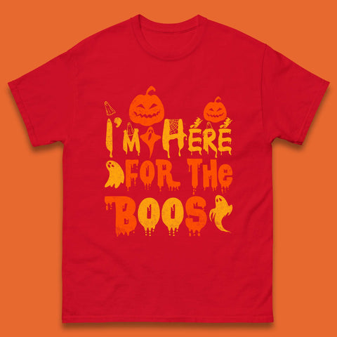 I'm Here For The Boos Halloween Pumpkin Ghost Horror Scary Mens Tee Top