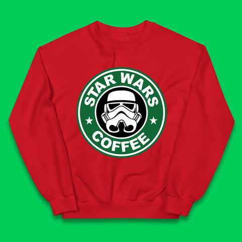 Star Wars Coffee Stormtrooper Sci-fi Action Adventure Movie Character Starbucks Coffee Spoof Star Wars 46th Anniversary Kids Jumper