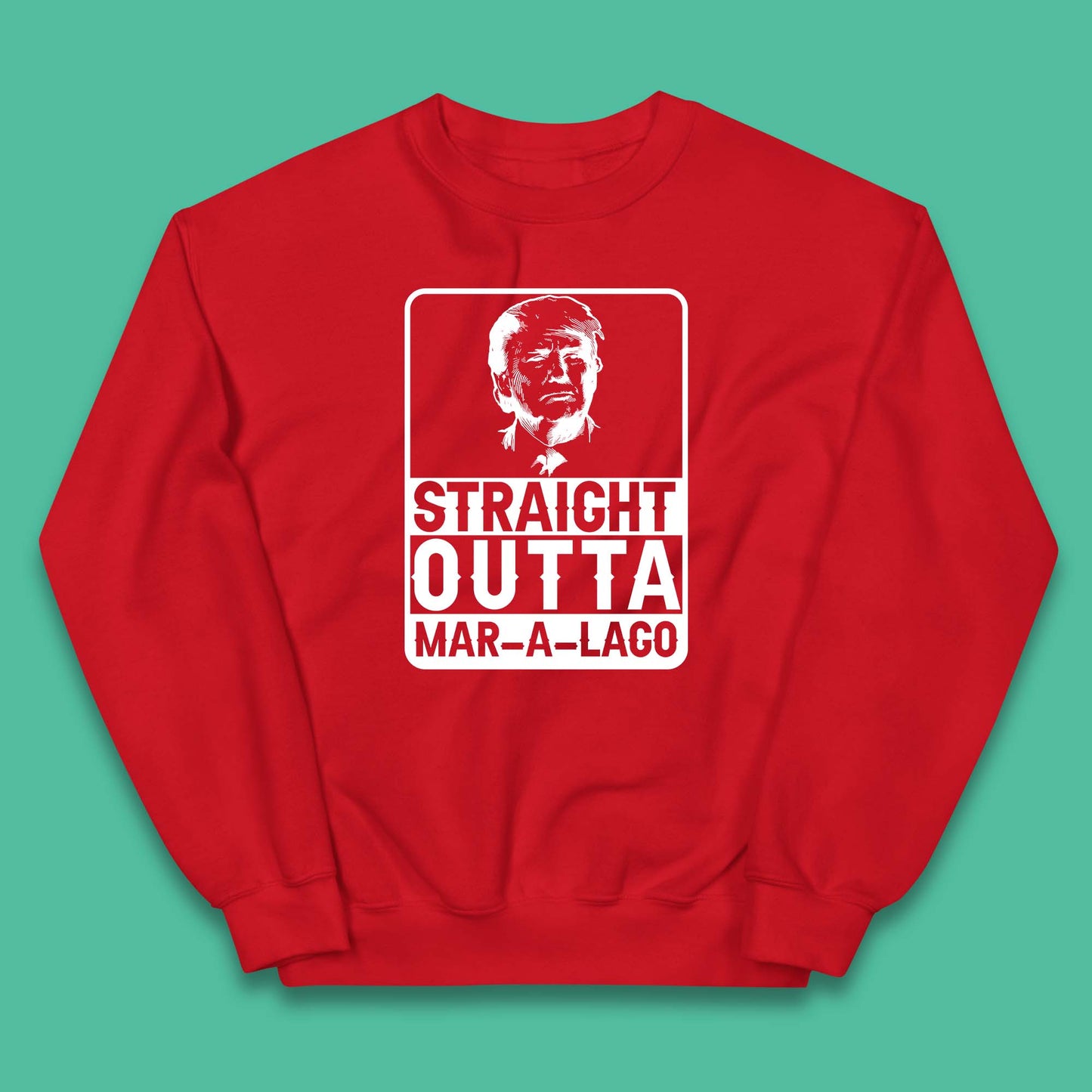 Donald Trump Straight Outta Mar-A-Lago USA Mugshot President Elections 2024 Kids Jumper