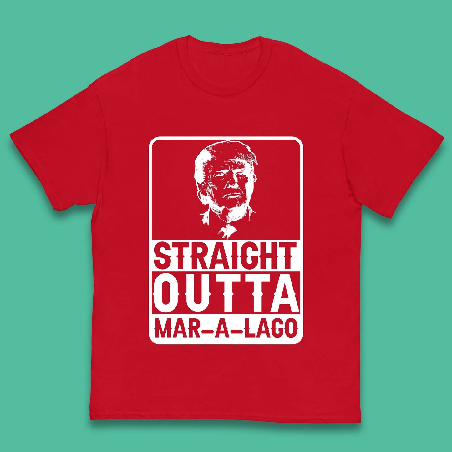 Donald Trump Straight Outta Mar-A-Lago USA Mugshot President Elections 2024 Kids T Shirt