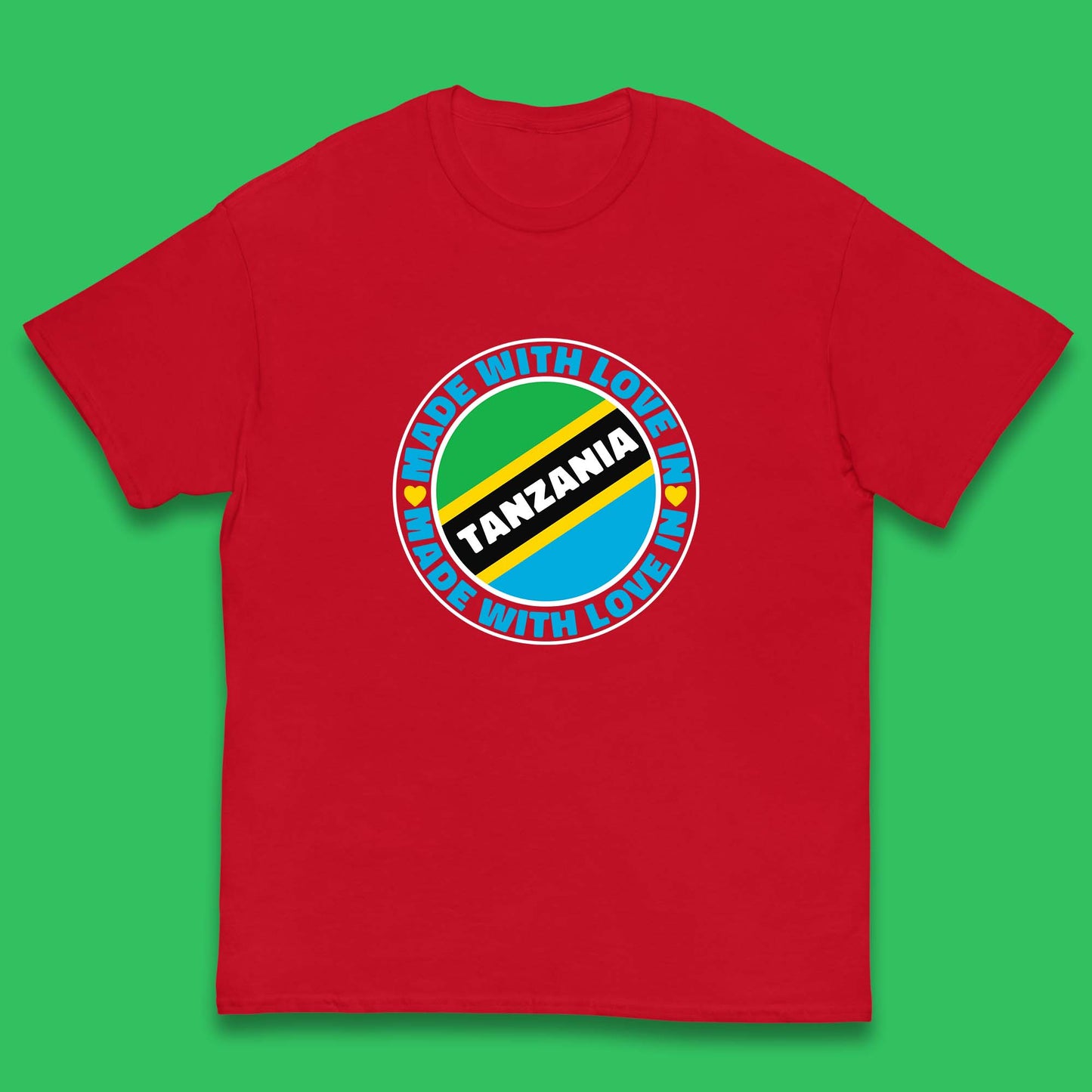 Made With Love In Tanzania Country In East Africa Tanzanian Africa Traveler Kids T Shirt