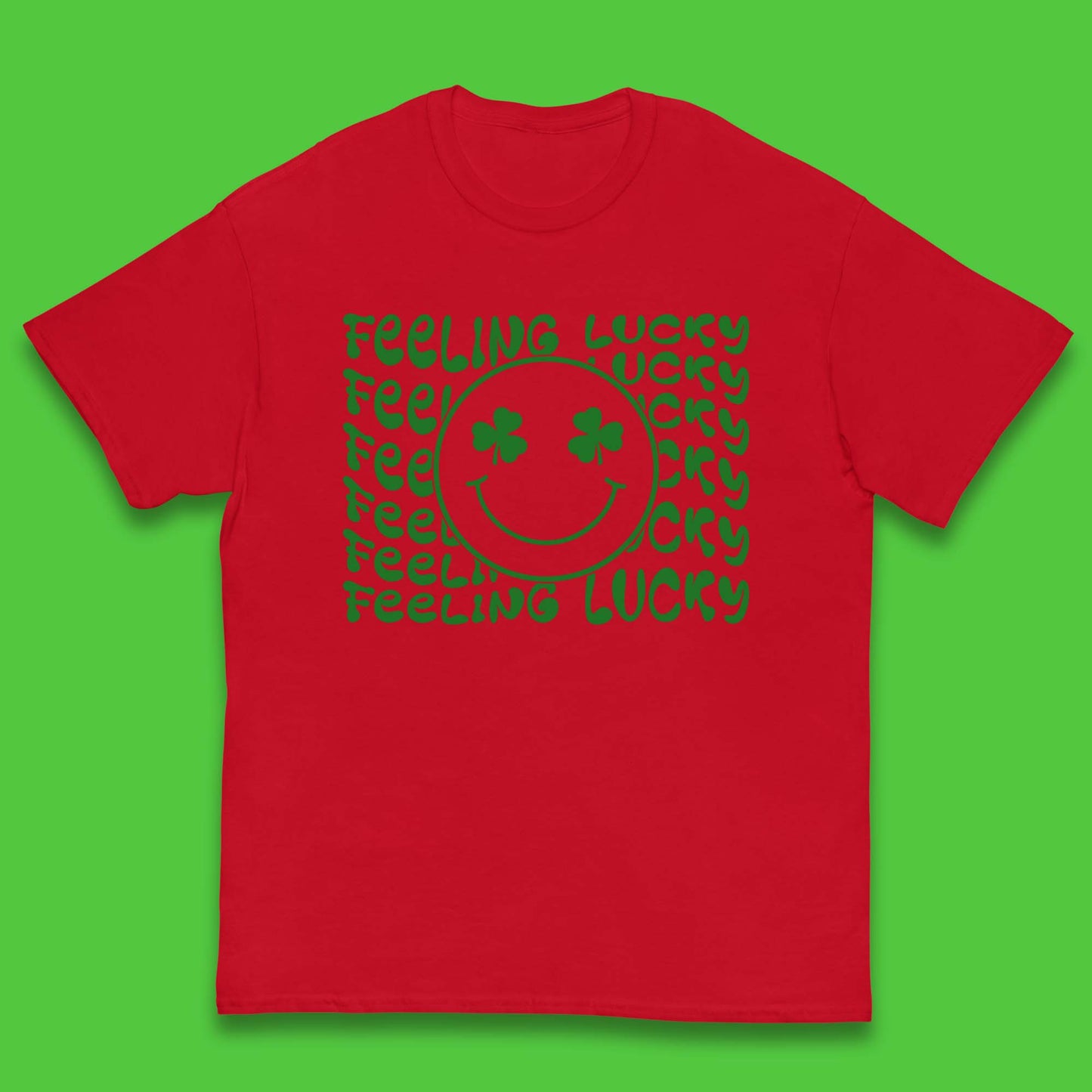 Feeling Lucky Smiley Shamrock Kids T-Shirt