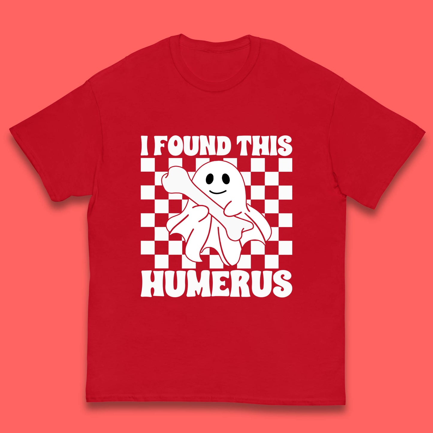 I Found This Humerus Halloween Bone Joke Funny Ghost Halloween Costume Kids T Shirt