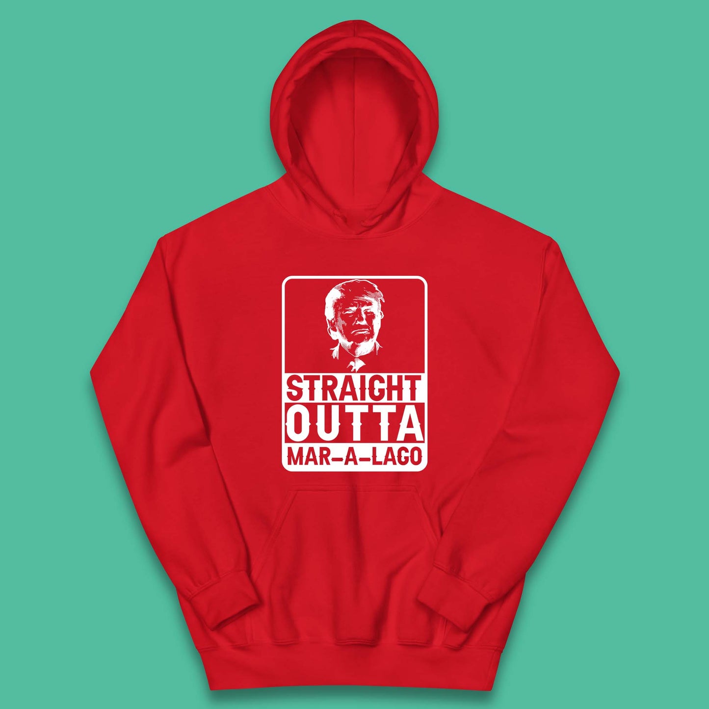 Donald Trump Straight Outta Mar-A-Lago USA Mugshot President Elections 2024 Kids Hoodie