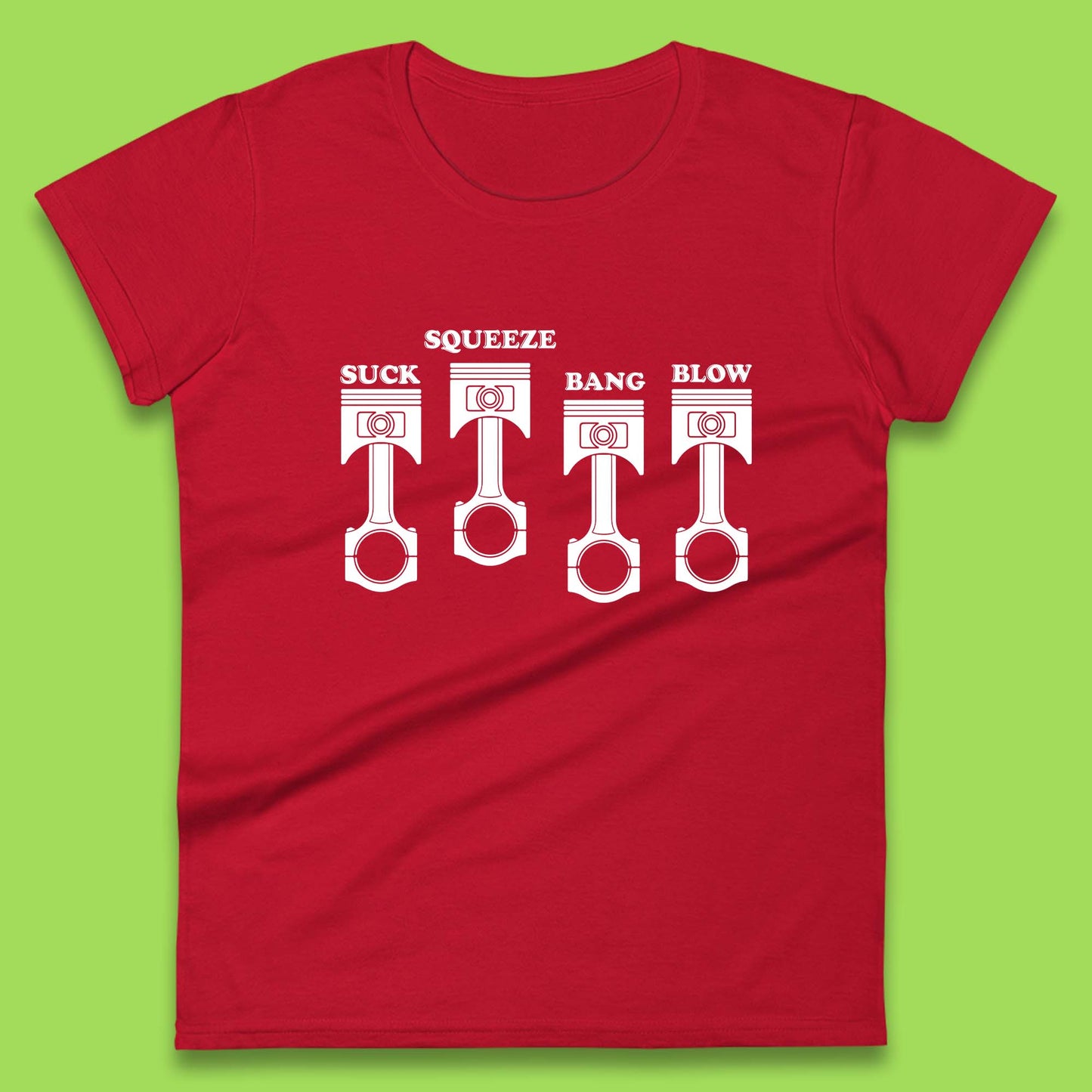 Suck Squeeze Band Blow Funny Car Lovers Joke Racers Riders Drifting Race Womens Tee Top