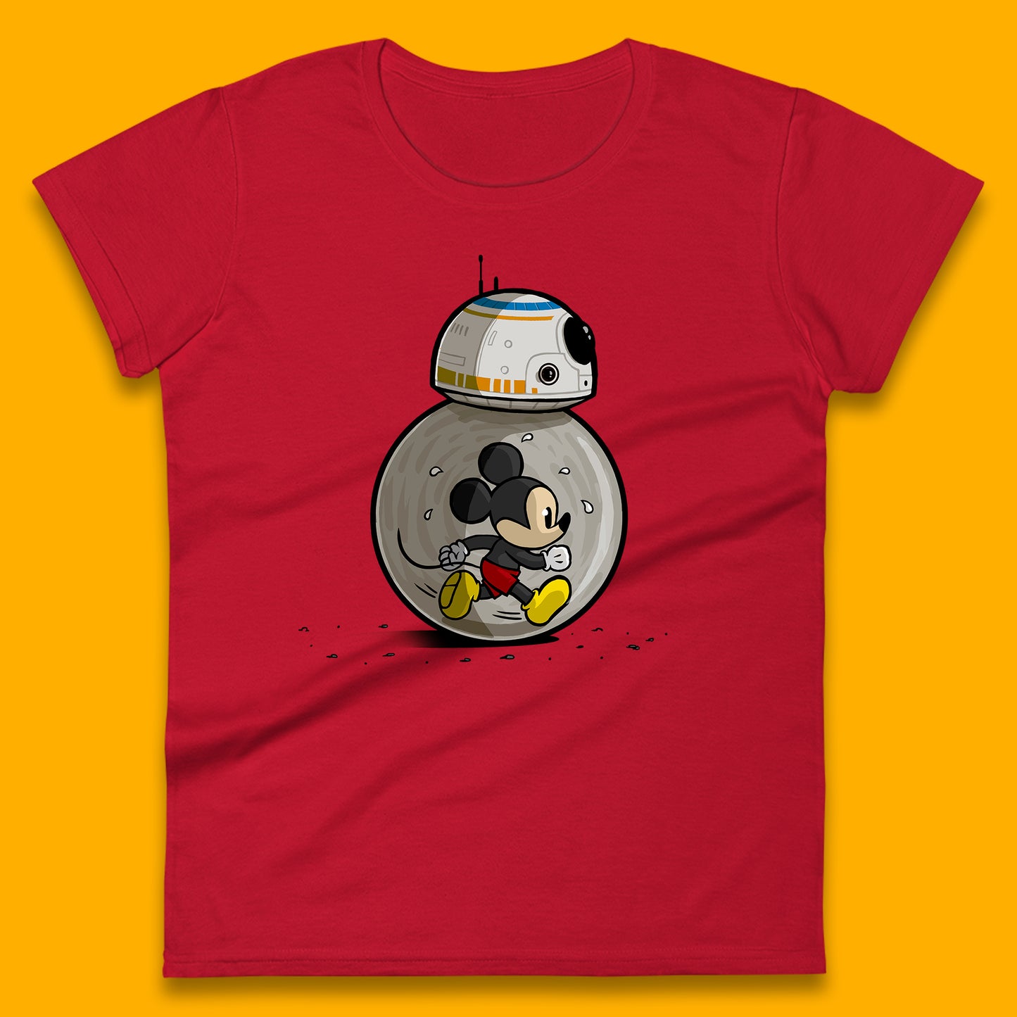 Disney Mickey Mouse BB-8 Funny Star Wars BB8 Running Mickey Disney Trip Star Wars 46th Anniversary Womens Tee Top