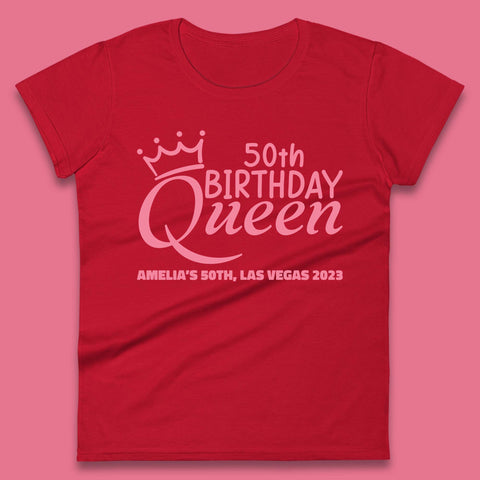 Personalised Birthday Queen Custom Birthday Year Your Name City And Year Birthday Party Womens Tee Top