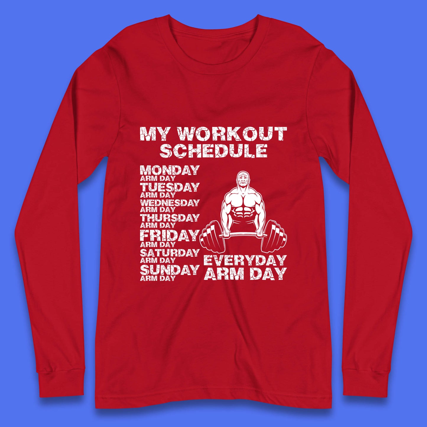 My Workout Schedule Everyday Arm Day Daily Routine Arm Gym Workout Everyday Of Week Arm Day Fitness Long Sleeve T Shirt