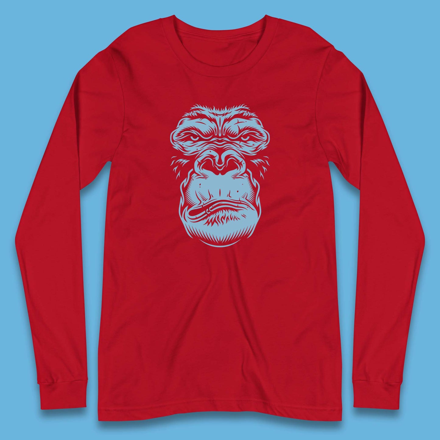 Angry Gorilla Face Scary Wild Angry Monkey Long Sleeve T Shirt