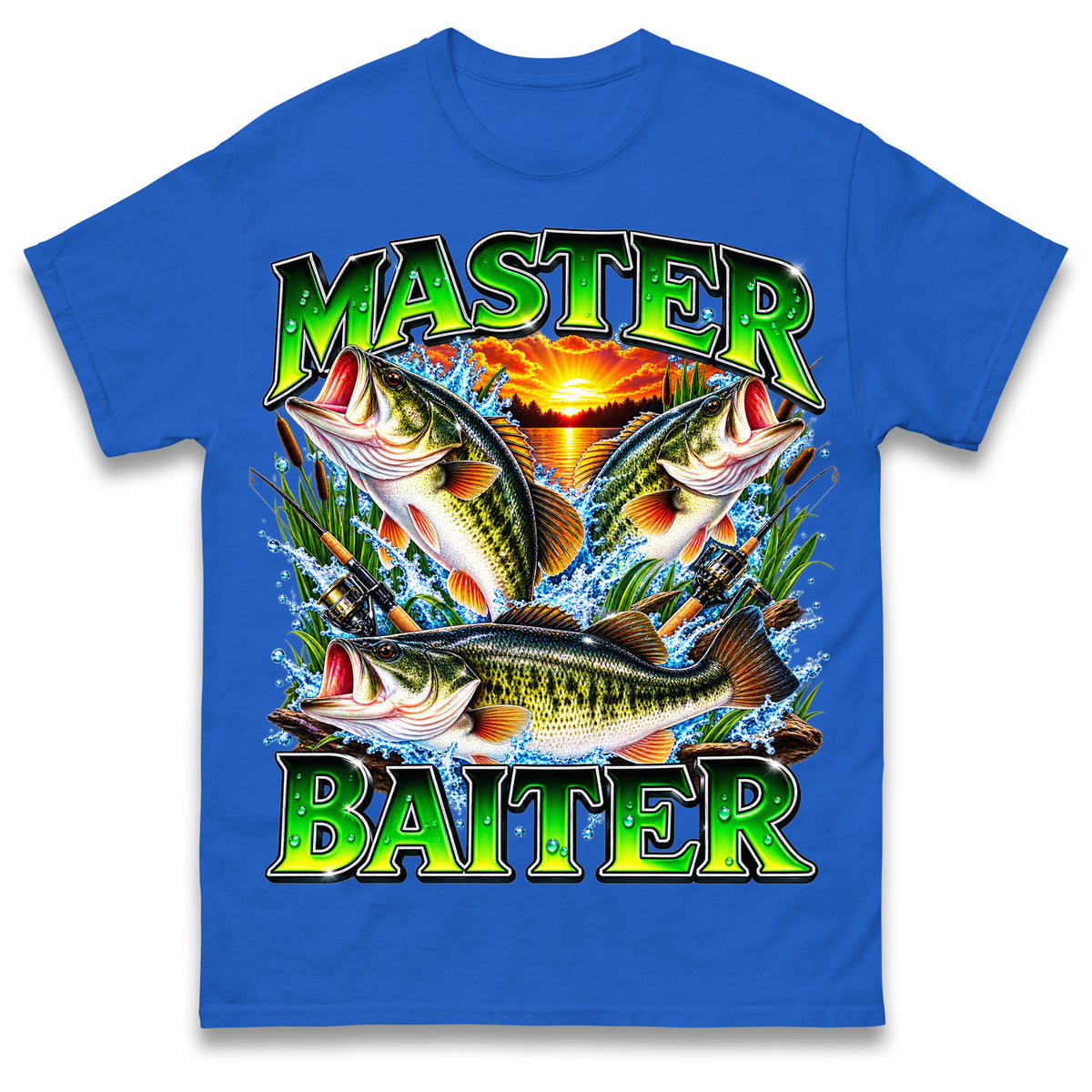 Master Baiter T Shirt Retro Sunset Fishing Funny Fisherman Gift