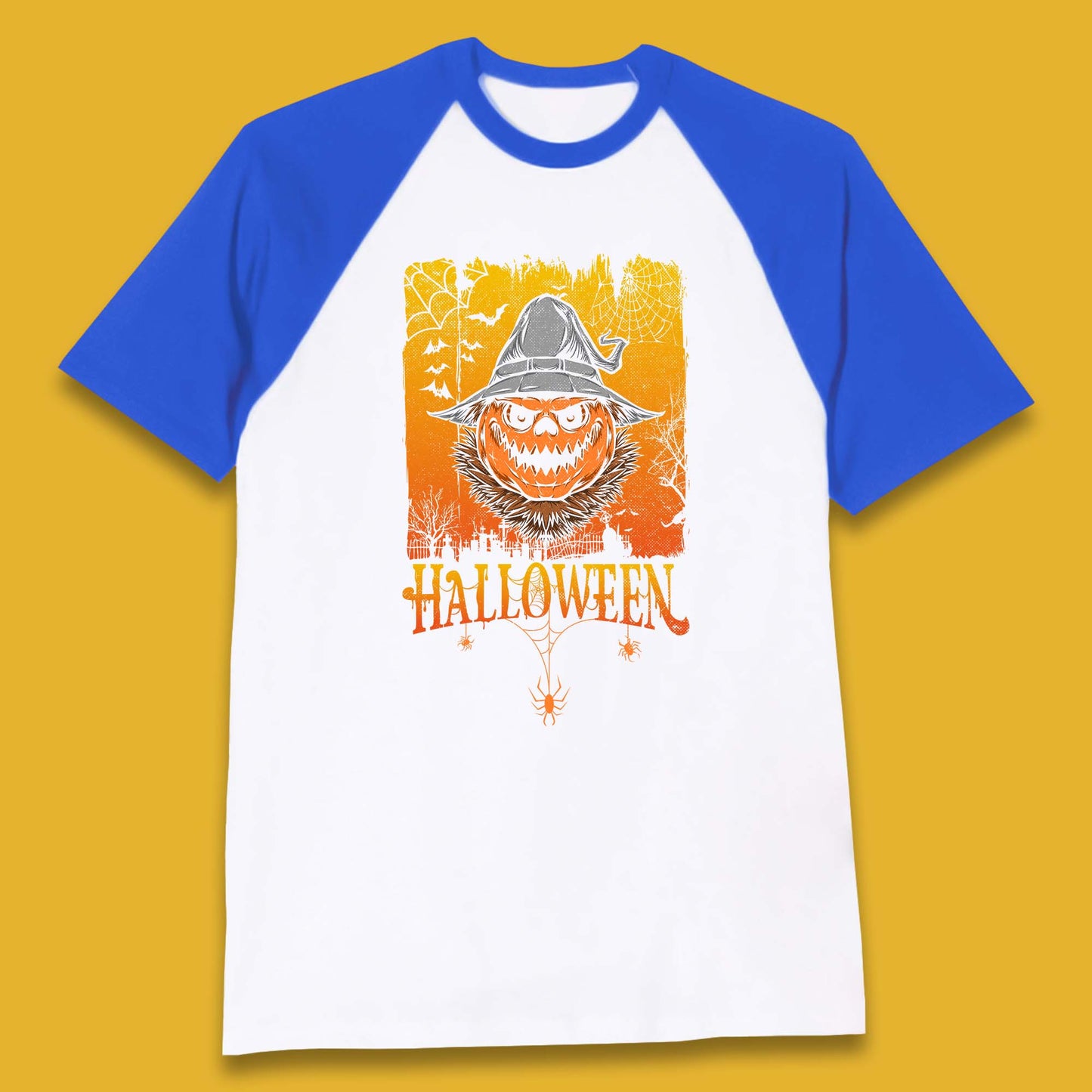 Angry Halloween Scary Evil Pumpkin Funny Pumpkin Head With Fire Eyes Scary Spooky Season Baseball T Shirt